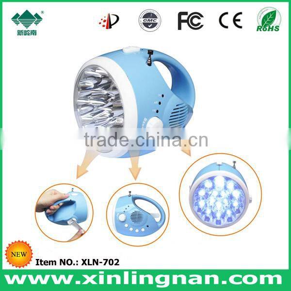 Emergency portable dynamo led flashlight with radio