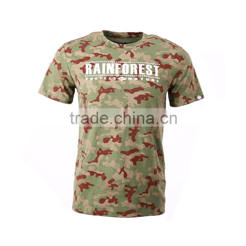 ERKE NEW design summer mens full camo round neck short sleeve cool t shirt with 100% cotton for wholesale