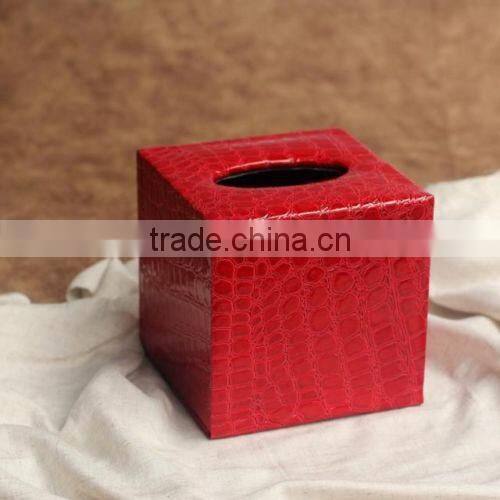 Red Square Leather tissue box
