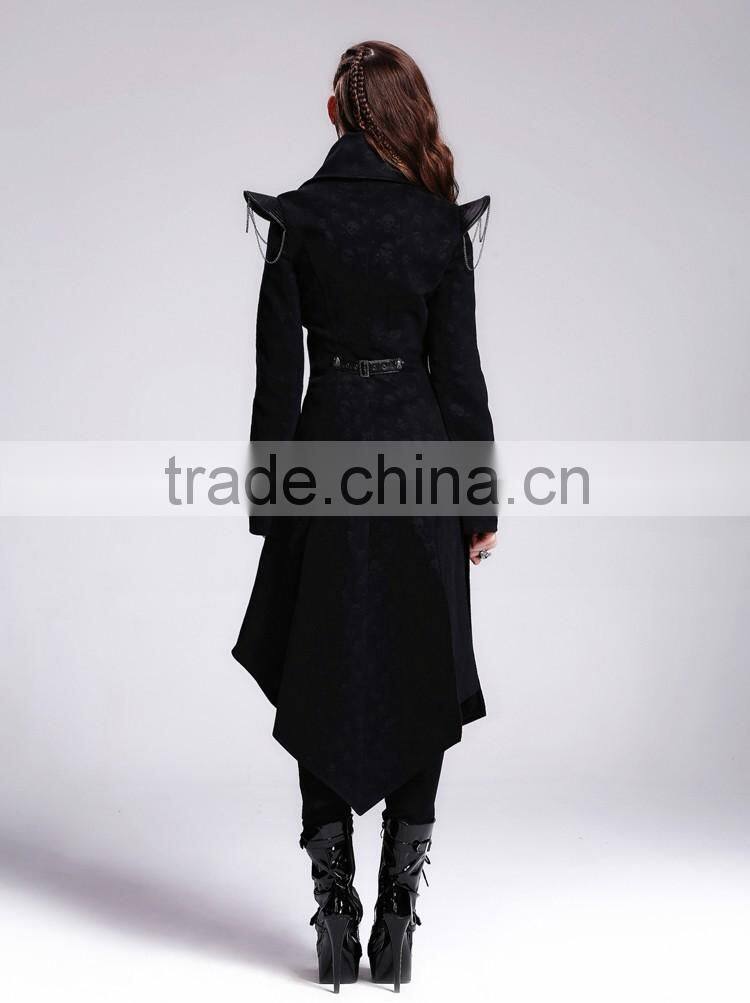 Devil fashion 2015 PUNK gothic long coat black jacket made in China CT014