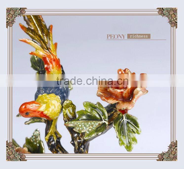 RORO Wealth and Auspice peony enamel pewter crystal decorative article for home decoration
