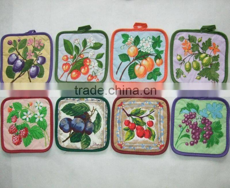 cotton polyester heat resistant funny silk screen printing pot holder oven mitten set
