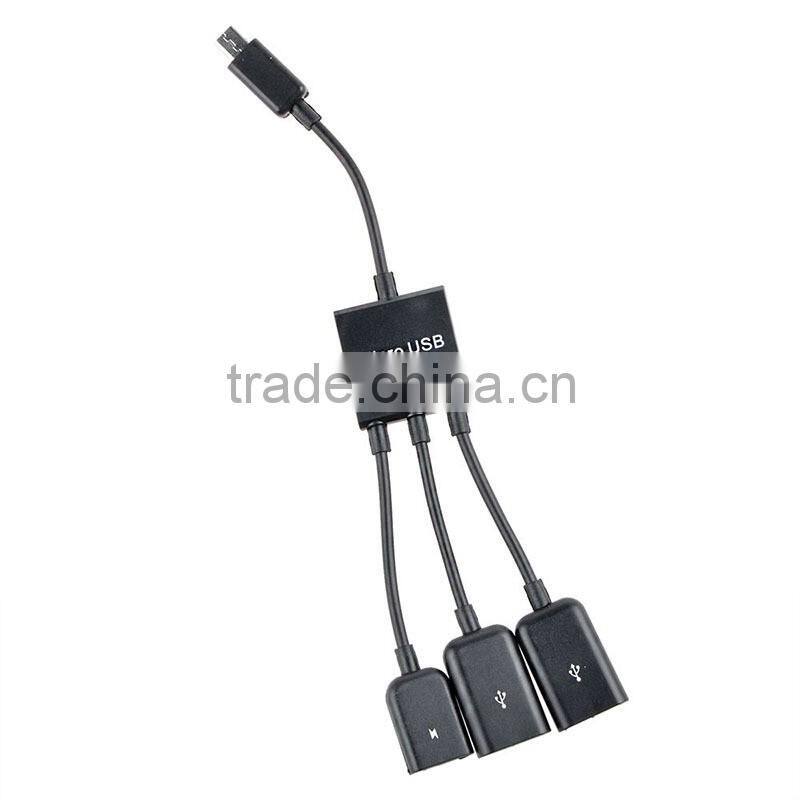Hot sell 3 in 1 Micro USB OTG Hub Host Cable Adapter with Power Charging for Android Phone&tablet