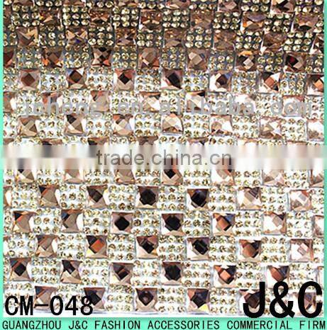 8*8 square glass stone mesh roll 24*40 cm hot fix glue mesh trimming