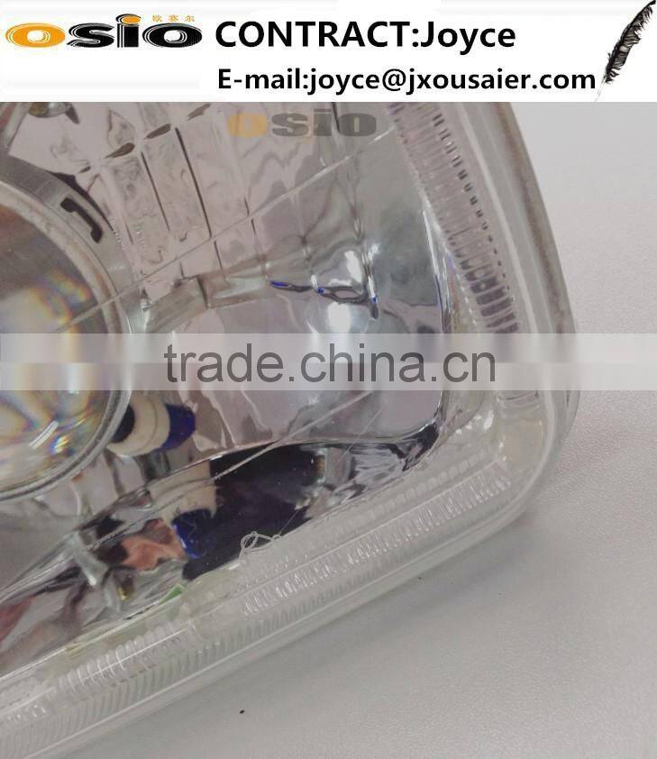 7 inch Square BMC with Hold Crystal Iron Auto Halogen Semi Sealed Beam Headlight Install H4 Bulb