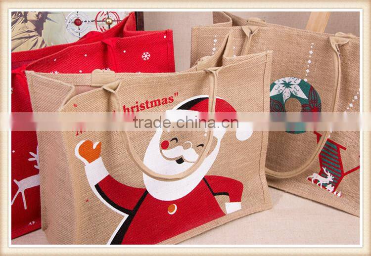 Christmas series printing jute bag