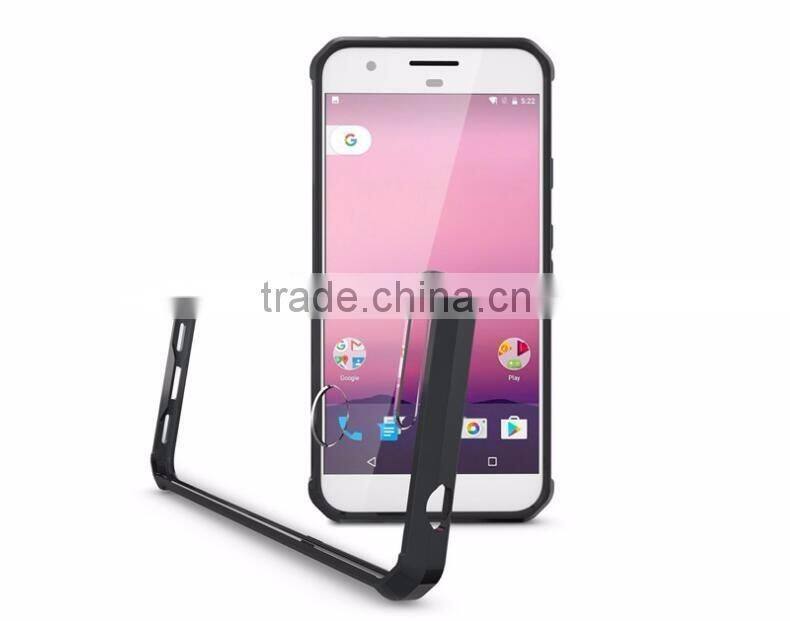 Wholesale Cheap Price Transparent 2 in 1 TPU Bumper + Hard Plastic Hybrid Back Cover Acrylic Clear Case For Google Pixel XL