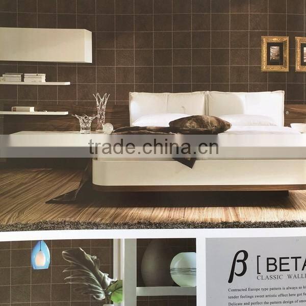 hand sewing leather effect vinyl wallpaper