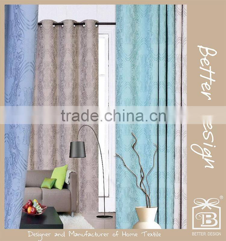 1pc blue/taupe/teal/beige color jacquard wholesale decorative blackout cheap curtain price