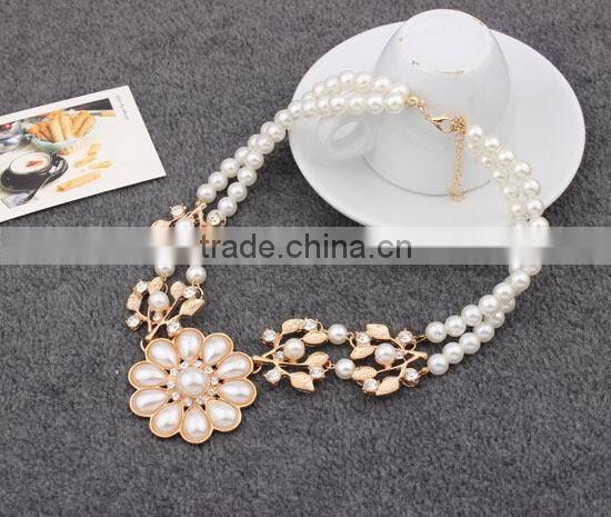 Top Quality Flower Pearl Choker Vintage Pendant Statement Necklace Women Necklaces & Pendants Fashion Necklaces for Women 2014