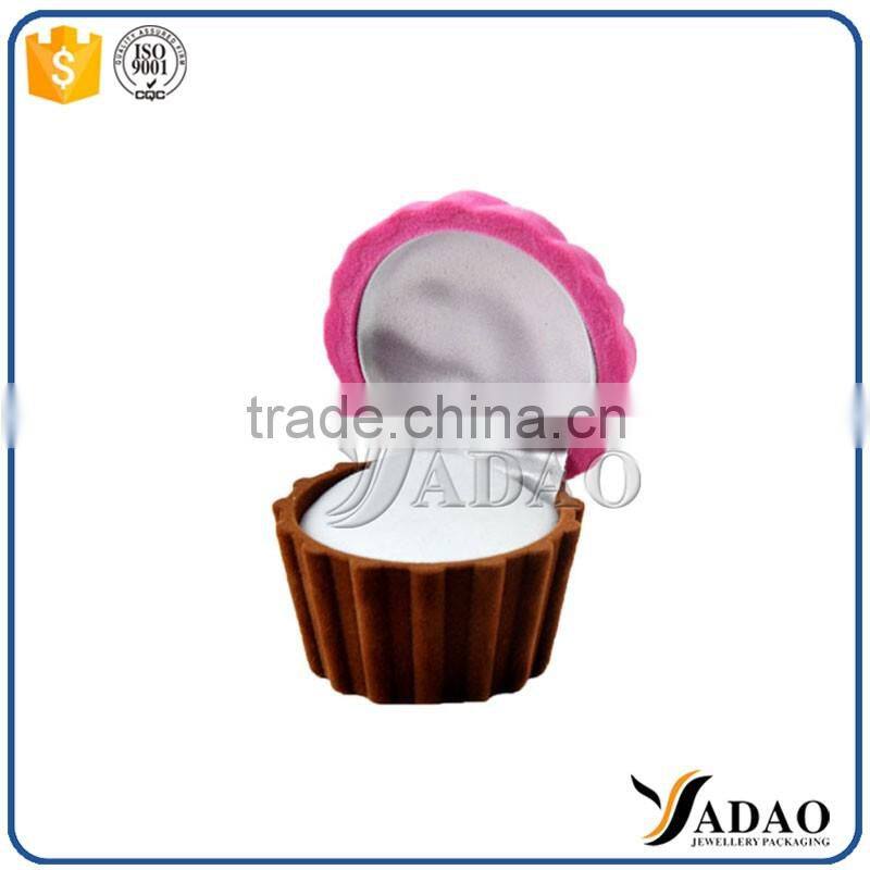 pink cute cake velvet gift box for jewelry packaging box