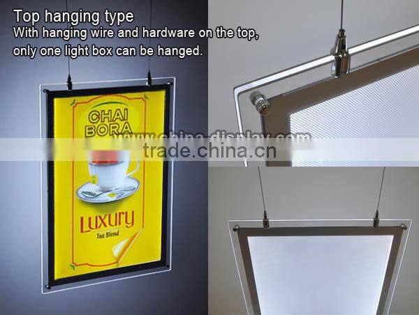 Transparency lightbox display sign hanging window led light pockets
