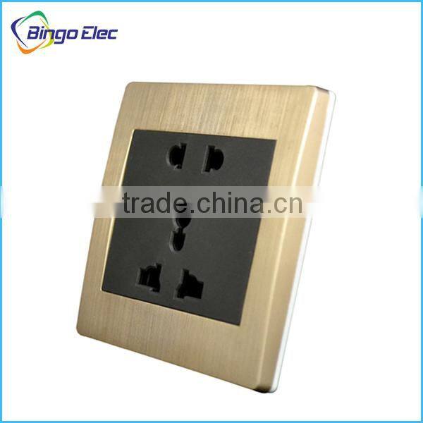 new design brushed golden wall switch and socket 10A 250V