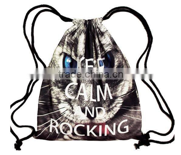 Foldable Tiger Zebra girls 3D printing animal draw string canvas Back pack bag