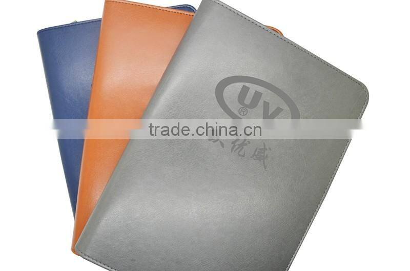 Black pu leather zip A4 file organizer folder case with calculator