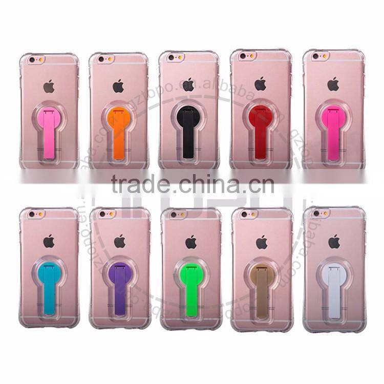 360 degree Round plastic bracket Transparent tpu back cover cell Phone accessory case For apple iphone 6 6S plus