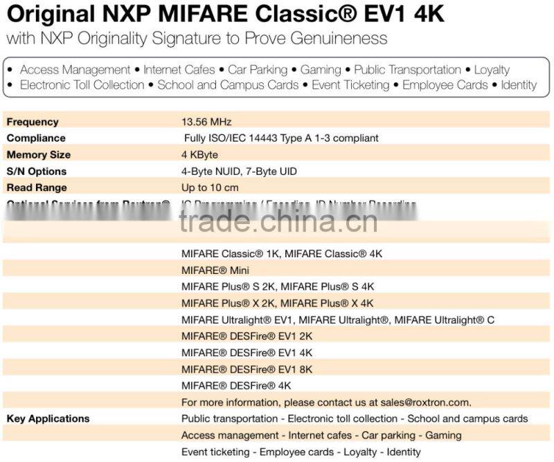 MIFARE Classic 4K Key Tag for Electronic Identification (Special Offer from 9-Year Gold Supplier) *