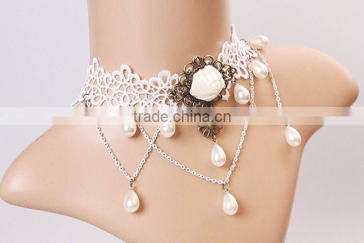 MYLOVE Handmade Multi Chain Gothic Lolita Lace Choker Necklace Pendant MLY271