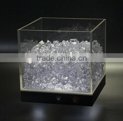 Rechargeable acrylic led ice bucket, square led beer bucket for party