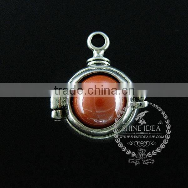 22mm round setting silver platd steam punk blue,orange,green,purple,sky blue and champage ceramic DIY pendant charm 1830068