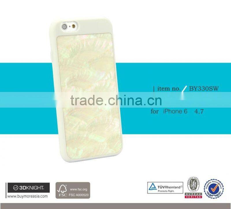 2016 New Products 100% natural seashell PC frame cell phone case for iphone 6s, hard case for iphone 6s plus phone case
