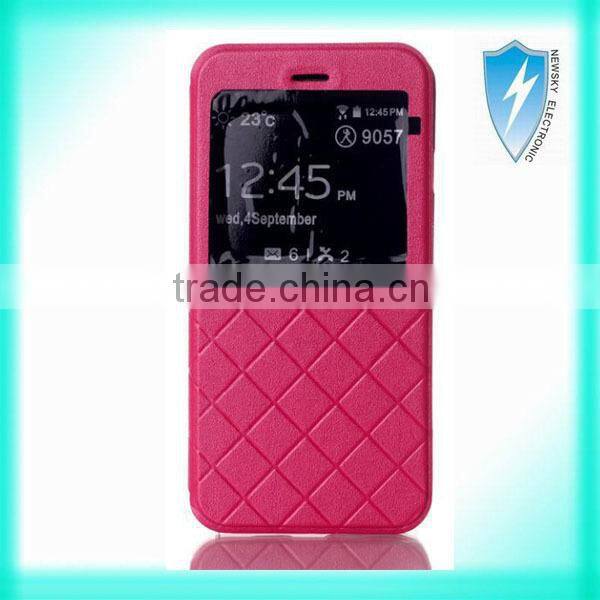 Window View Silk Leather PU Flip Stand Holder Case For Apple Iphone6 4.7Inches