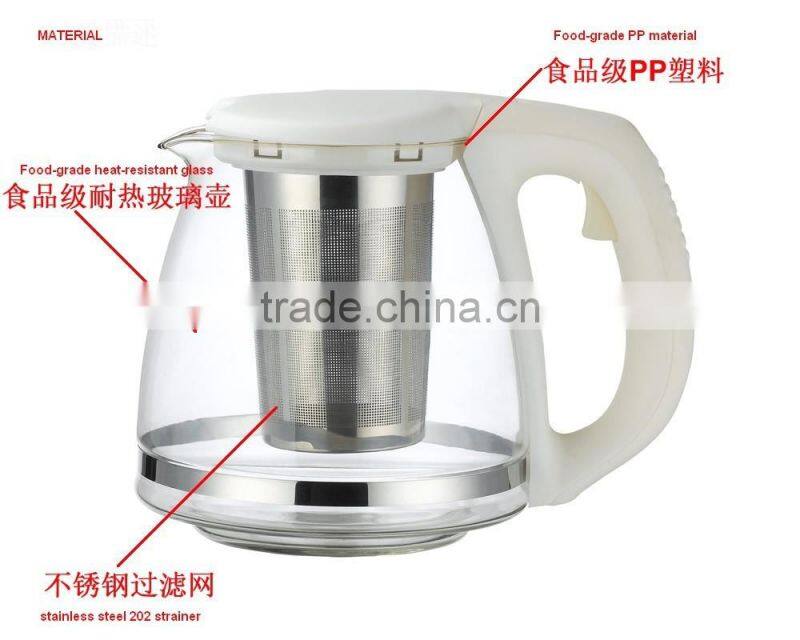 Commercial Heat Resistant Glass Teapot With Stainless Steel Infuser