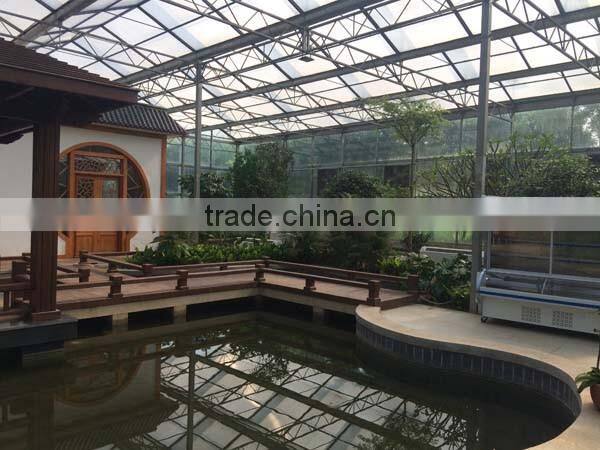 Horticulture Construction High Glass Covered Commercial Greenhouse For Entertainment
