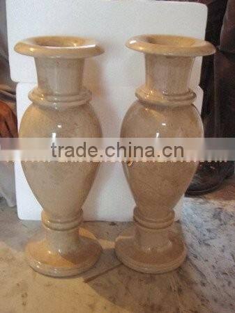 DECORATIVE VERONA BEIGE MARBLE FLOWER VASES