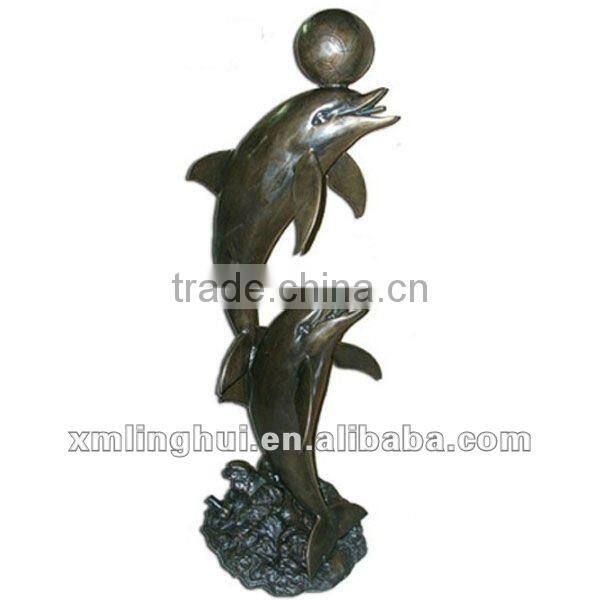 Resin Double Dolphin Statue for Garden Decoration