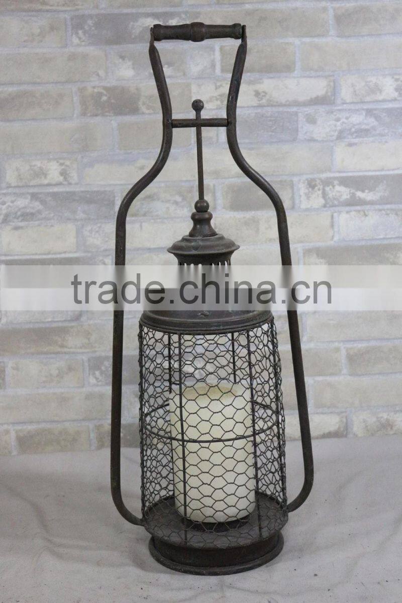 Customized Creative Hanging Outdoor Decor Antique Metal Candle Lantern