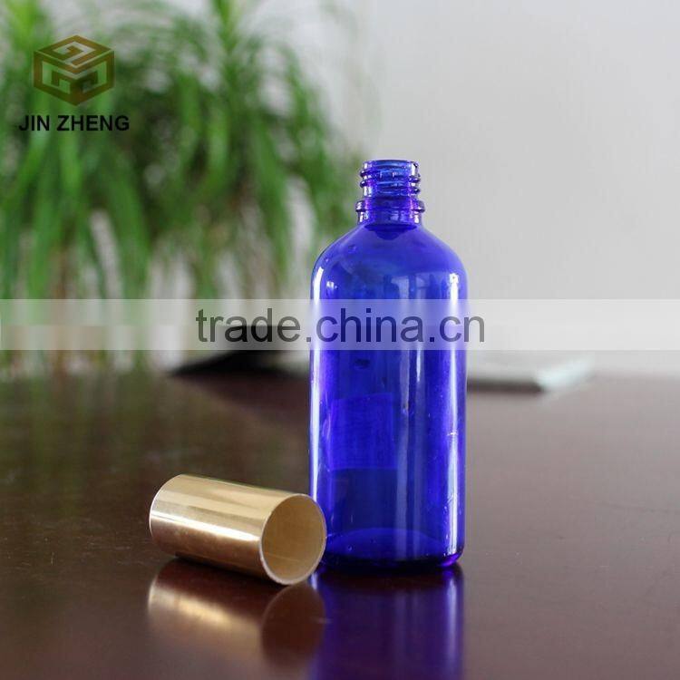 Alibaba China 100ml blue color essential oil glass bottle with droppers