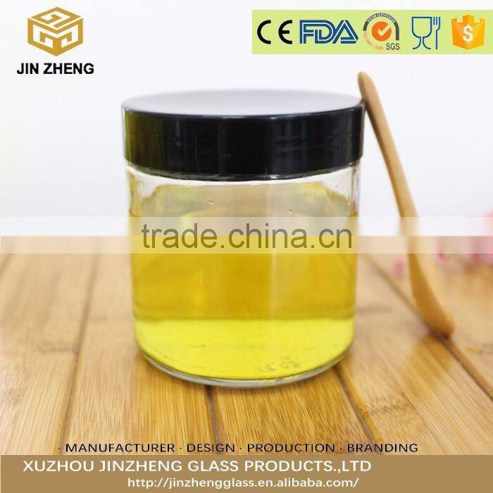 Home use 450ml food grade honey glass container with lid