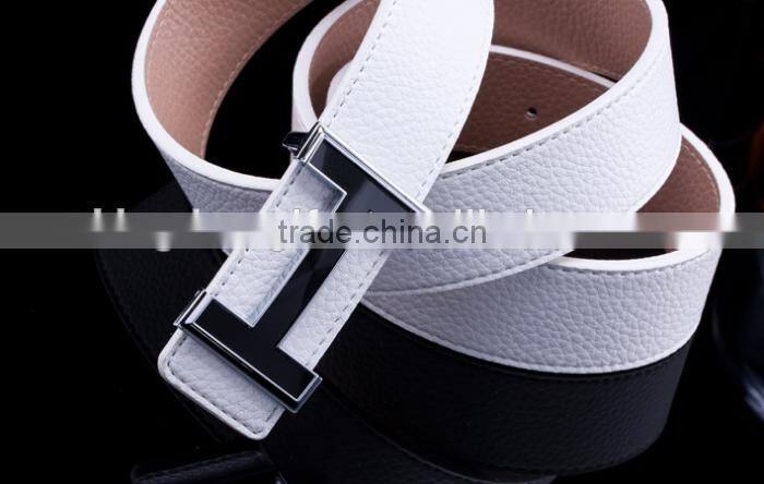 High quality leather belt Genuine smooth buckle leather belt