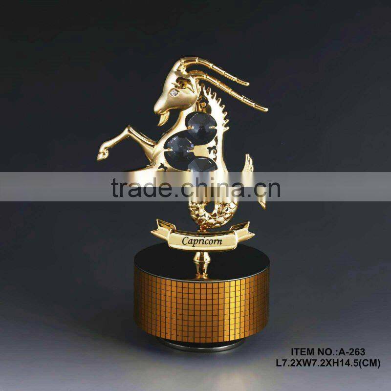 Good Quality 24K gold plated Zodiac Leo Music Box made with swarovski elements