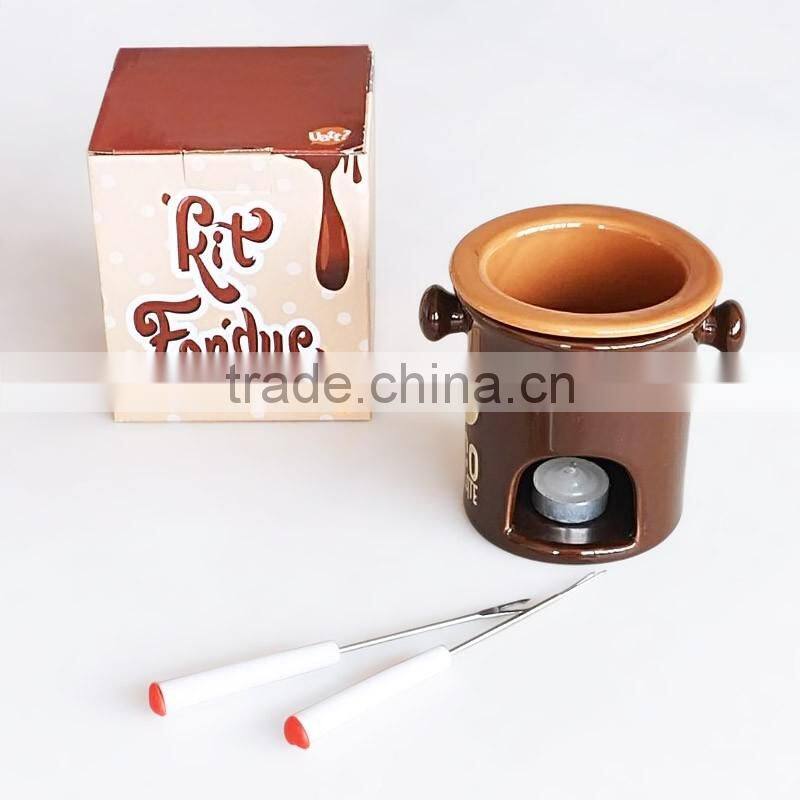 chocolate fondue set with forks