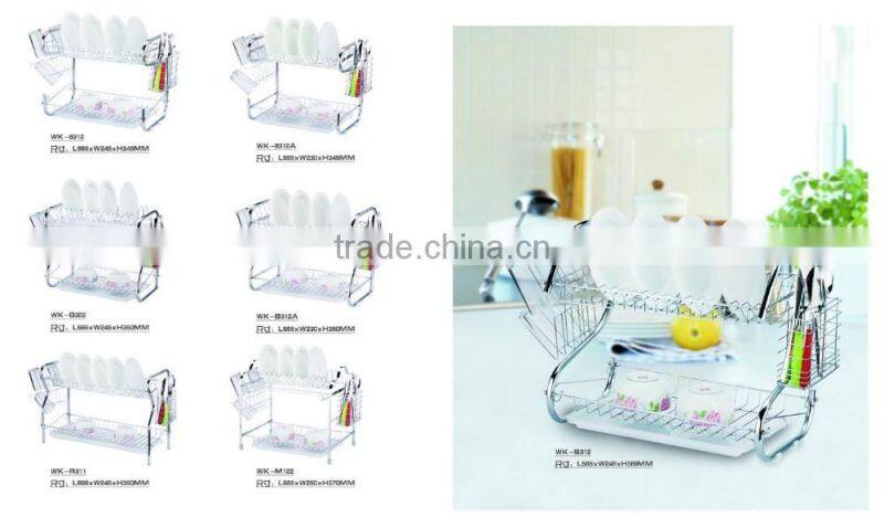 2016 two tiers Iron and chrome plated dish drainer