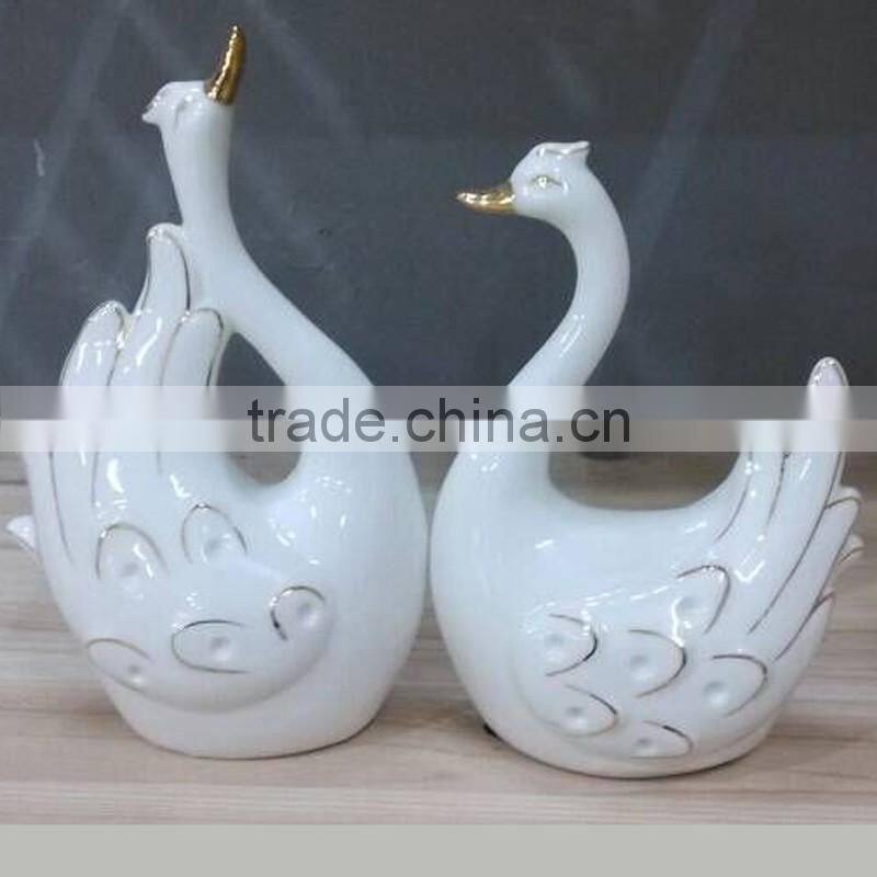 Love ceramic handpainted gold wedding gift couple swan