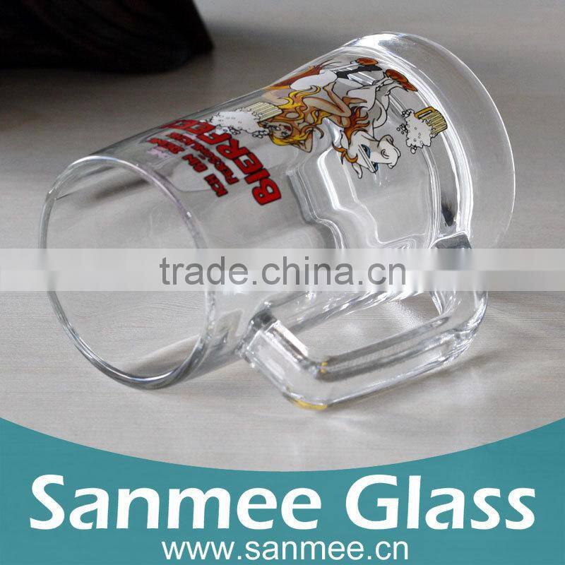 12OZ High white Printing Glass Mug, Beer glass, Beer Glass Mug