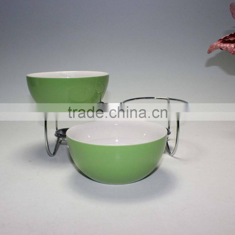 Ceramic Cheese Chocolate Tea Light Candle Fondue Set Pot with 4 Forks