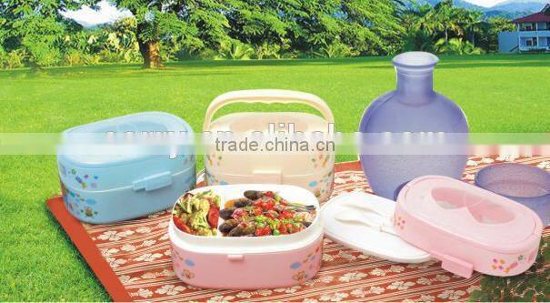 Plastic rectangular portable double layers lunch storage box/Insulation boxes
