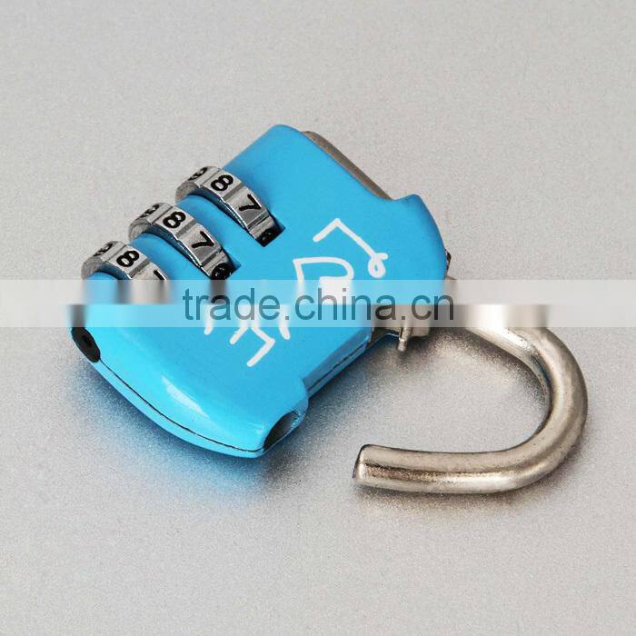 Colored 3 digit zinc alloy travel decoration small padlock