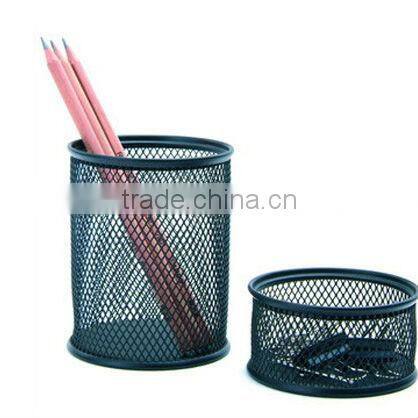 2013 high quality 9.0cm gold color metal round metal pen pot holder