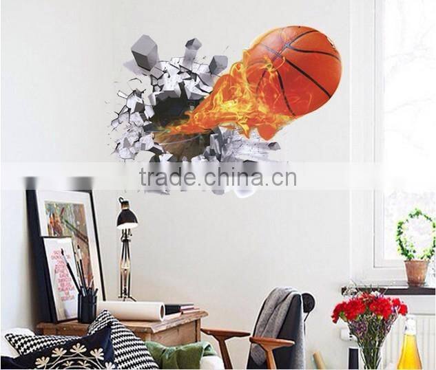 Creative Self Adhesive 3D Basketball Wall Paper for Kids' Room