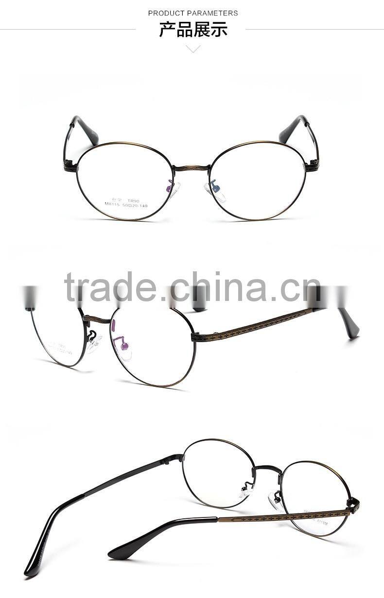 New 2016 vintage metal frame flat lens Korean glass frame for men and women can match myopia
