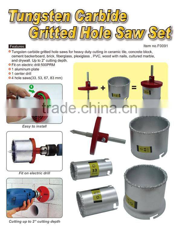 Tungsten Carbide Gritted Hole Saw Set