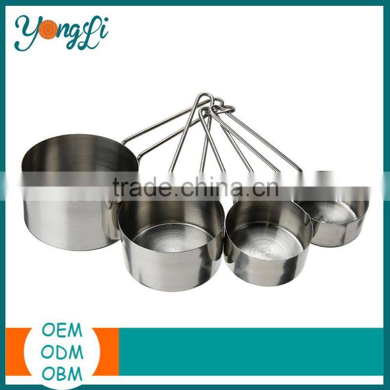 Metal Cooking Measur Tools 4pieces Set Stainless Steel Kitchen Cups Measuring Tools