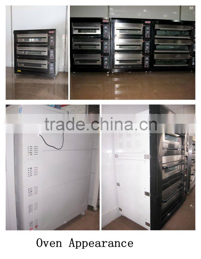 Luxurious appearance gas deck pizza ovens with steam for each layer