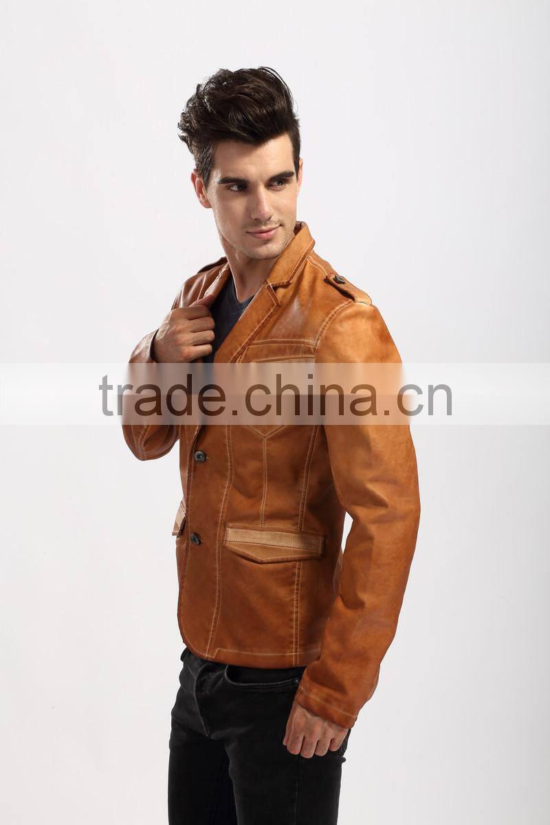 2017 Stylis Slim Fit Men PU Leather Jacket