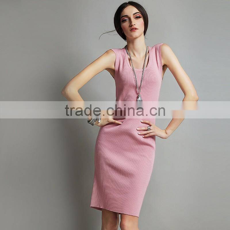 Hot sale knitting fancy dress for women Ladies sleeveless casual dress spring summer 2016
